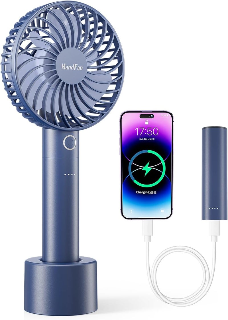 HandFan Portable Handheld Fan, Small Personal Hand Fan, Electric Mini Cooling Fans, USB Rechargeable Desk Fans for Travel Beach Makeup Office Disney, Gifts for Women(Royal Blue) - Image 1